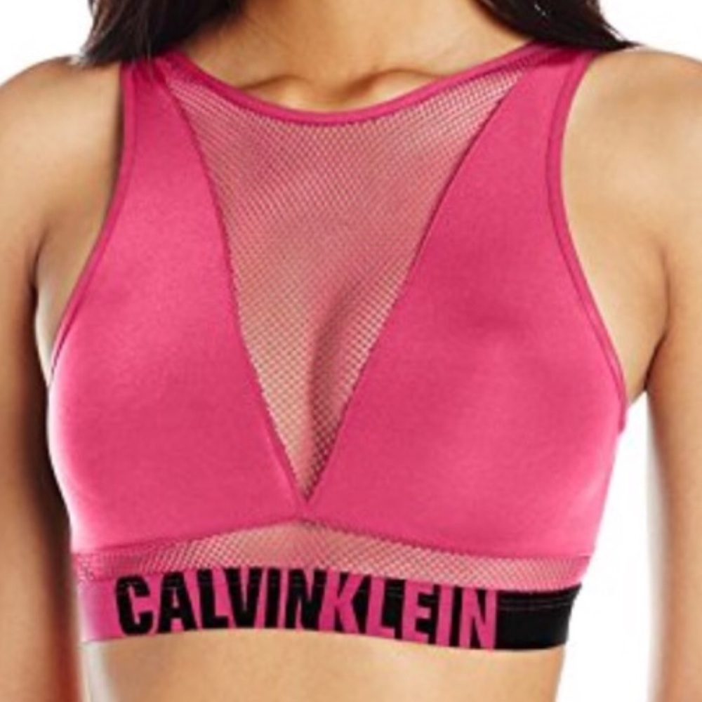 Calvin Klein hot pink & black mesh bralette small